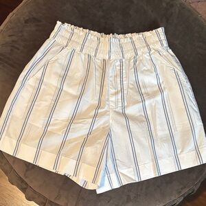 Striped White and Blue Women's Shorts